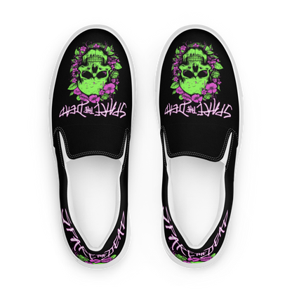 Spare the Dead Green Skelly Slip On Shoes