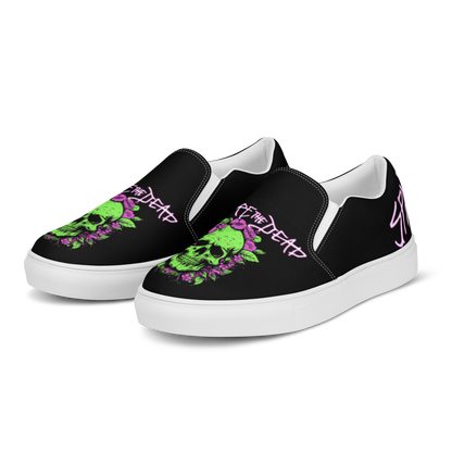 Spare the Dead Green Skelly Slip On Shoes